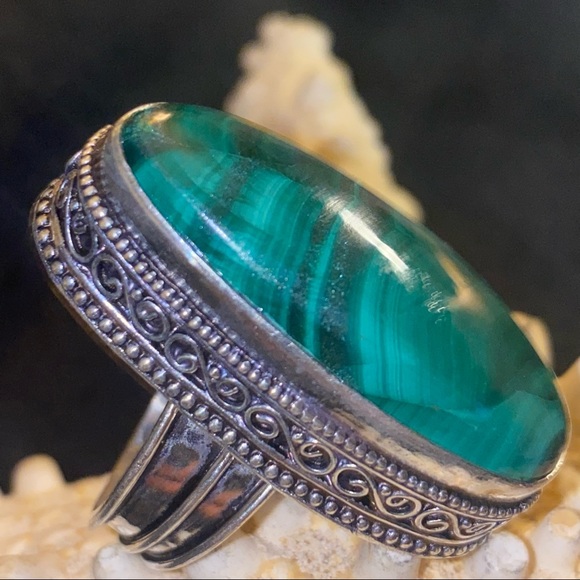 SALE ⭐️ Malachite vintage statement Handcrafted ring - Picture 2 of 6